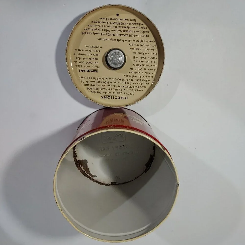 Saltine Cracker Pretzel Cookie Tin Blue Magic DRI NOB Krispy Kan Lid Red - Picture 3 of 8
